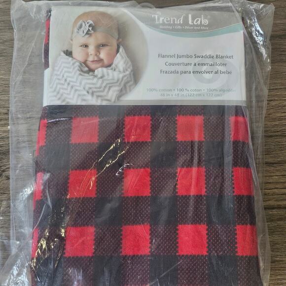 Trend Lab Buffalo Check Jumbo Flannel Swaddle Blanket 48"x 48" NWT - Picture 2 of 6